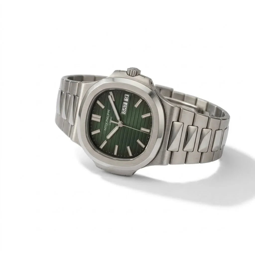 Nautilus Style Automatic Watch Olive Green Dial