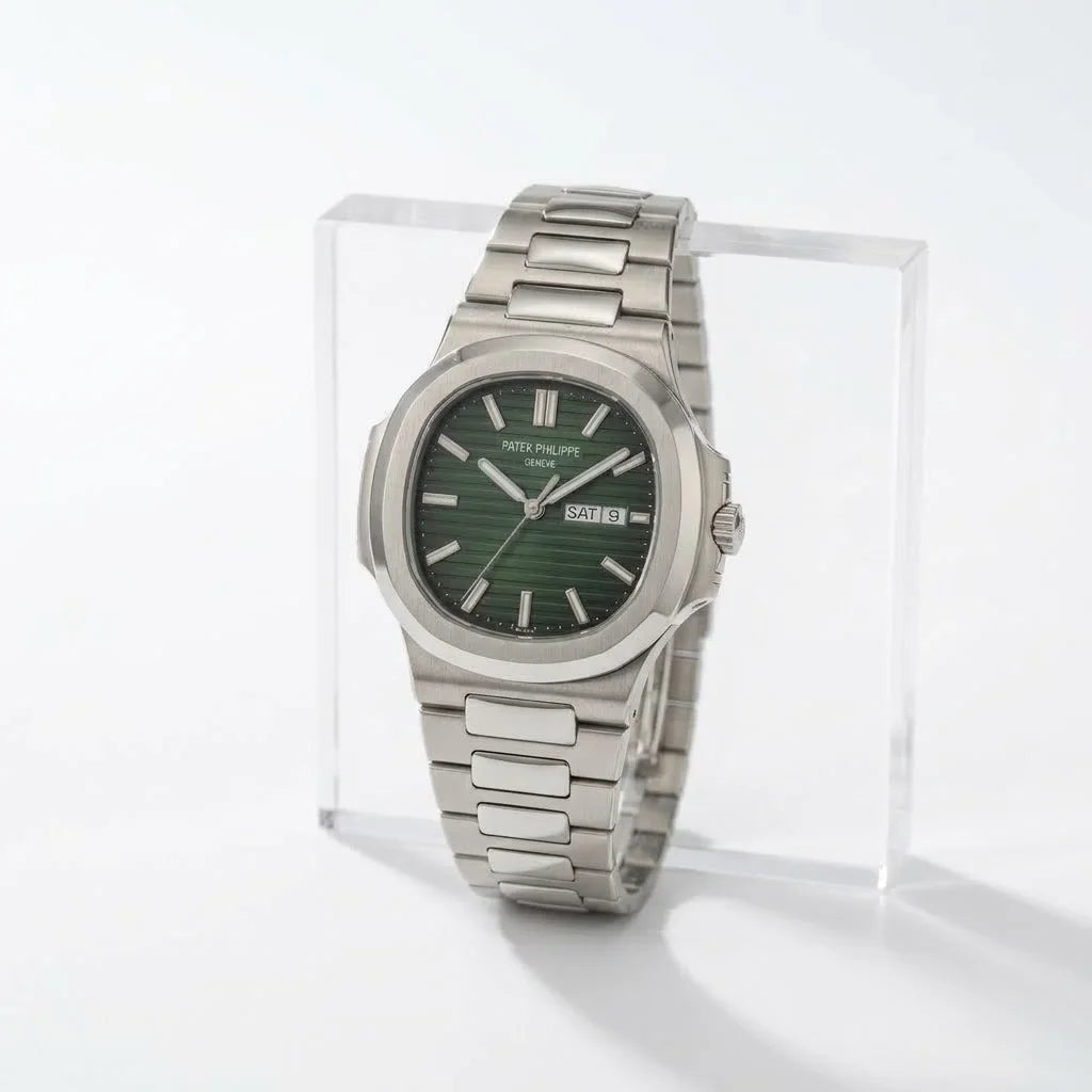 Nautilus Style Automatic Watch Olive Green Dial