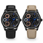 TOMI Men’s Steampunk Gear Watch Gift Set – Industrial Skeleton Dial with Electric Blue Hands, Date Display & Interchangeable Dual Leather Straps