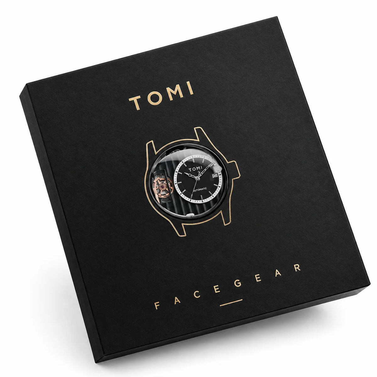 TOMI Men’s Steampunk Gear Watch Gift Set – Industrial Skeleton Dial with Electric Blue Hands, Date Display & Interchangeable Dual Leather Straps