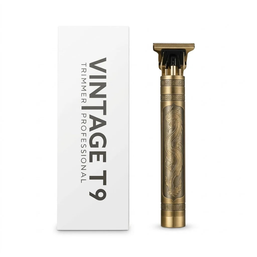 Professional Vintage T9 Trimmer for Men – Cordless Zero Gapped T-Blade Hair & Beard Clipper